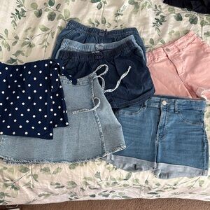 Girls denim shorts skirt skort bundle size 10 H&M Gap Children’s place 7 piece